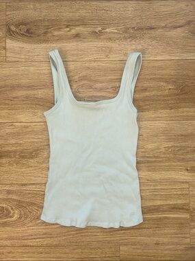 Fabletics Ribbed Square-Neck Tank Top - Sage Green